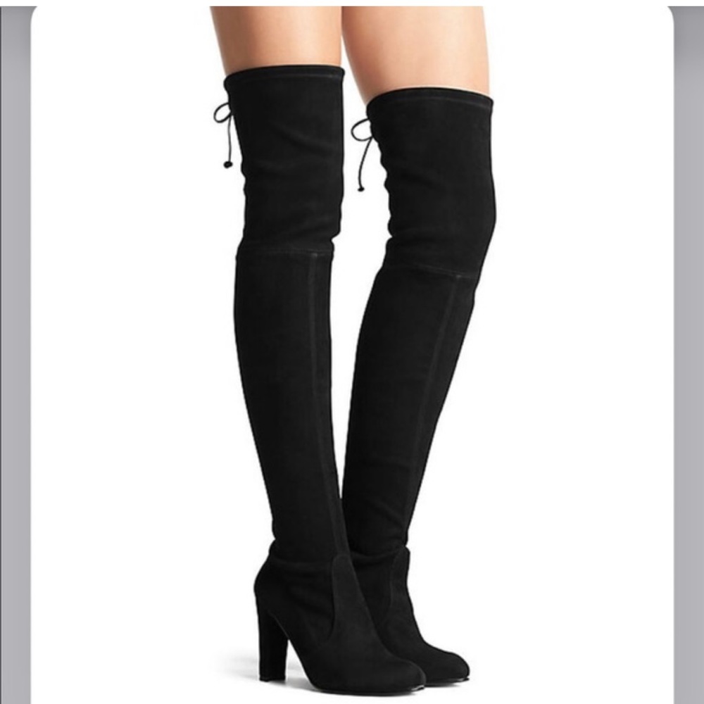 Stuart Weitzman Black Suede Over the Knee Highland Boots